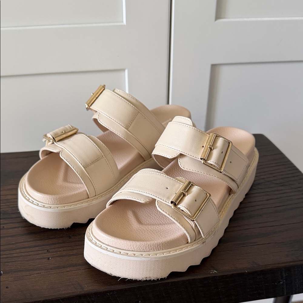 Platform Sandals with Gold Buckles